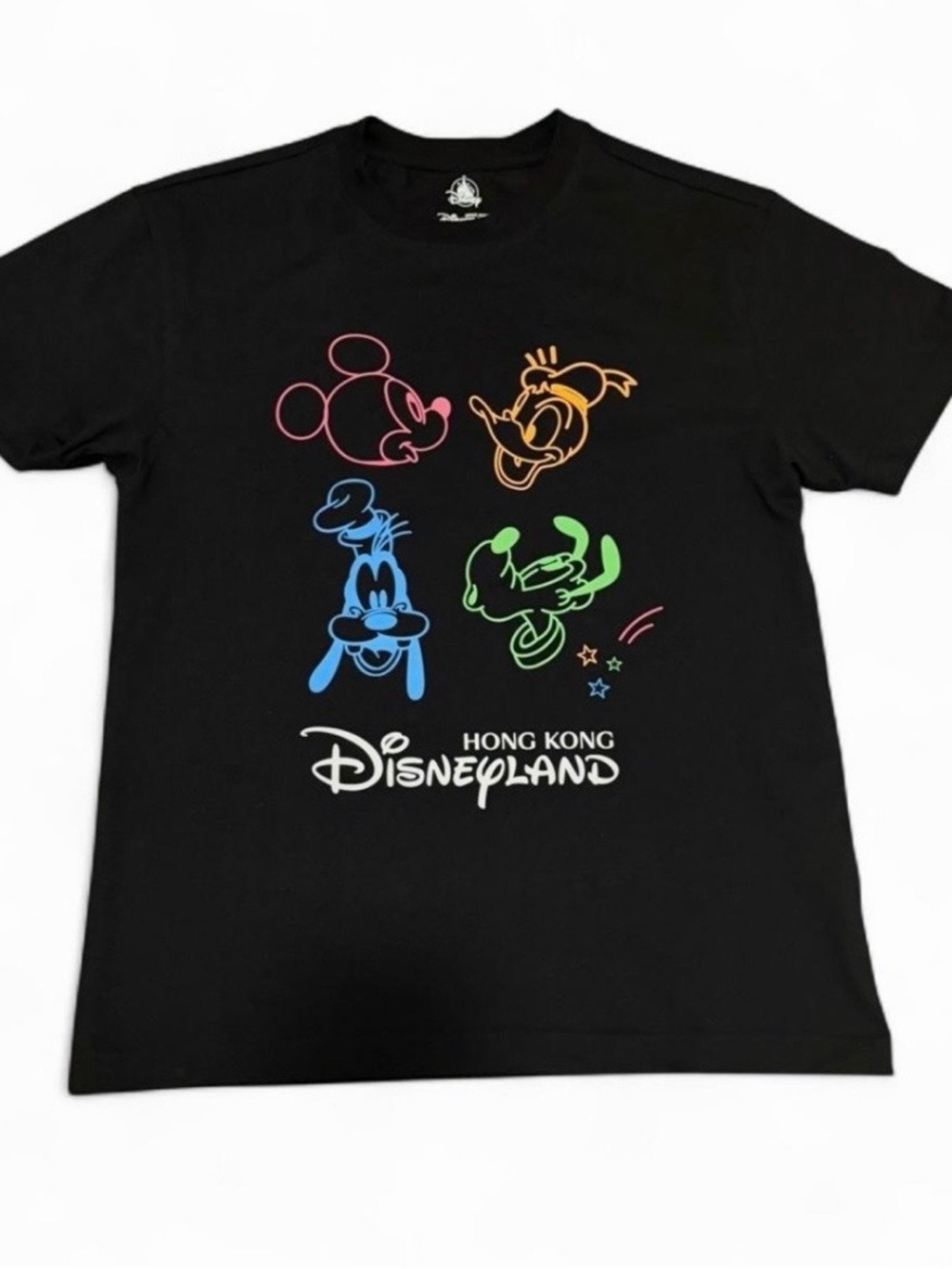 Disney black mens Hong Kong graphic mickey mouse short sleeve shirt